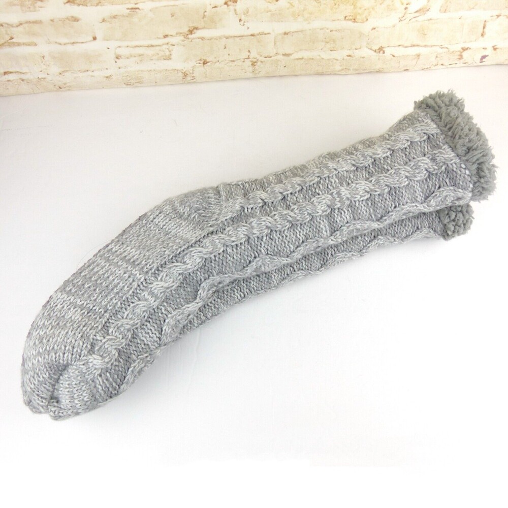 Aromasoles Lounge Socks Cable Knit One Size Gray Lined Rose Shea Butter Non Slip - Picture 7 of 10